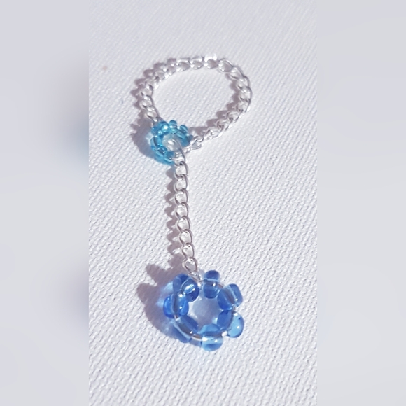 Blue Floatie Ring Dangling Handmade Jewelry NEW s9-10 - Picture 6 of 15